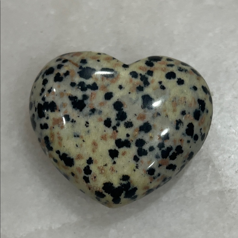 Dalmatian Jasper Heart Stone Decor